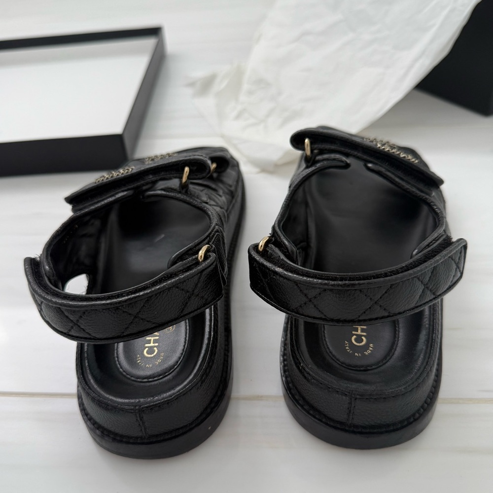 CHANEL Black Dad Sandals with Signature Box - Picture 5 of 7